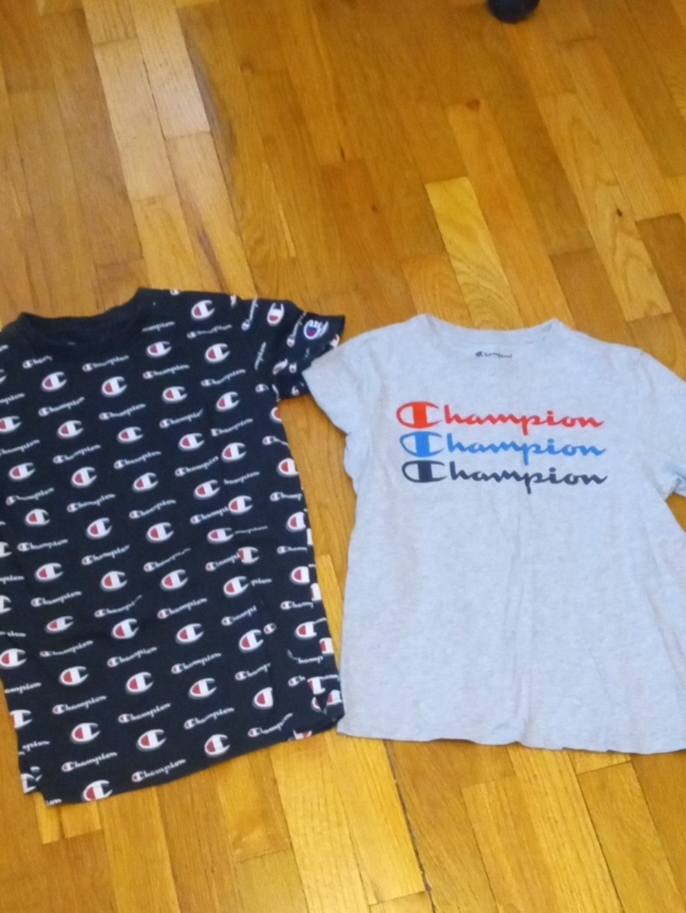Champion Short Sleeve Tee Set - black and gray tee, boys large